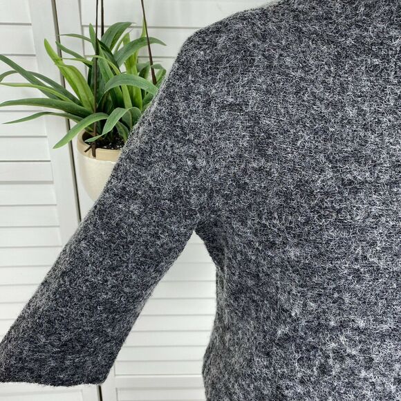 Vtg Yves Cossette Depeche Mode Cropped Fuzzy Gray Knit Sweater Top Womens Size L - Picture 2 of 7